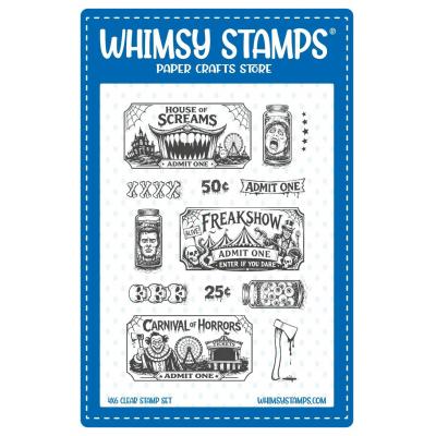 Whimsy Stamps Stempel - Creepy Carnival Freakshow Tickets